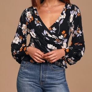 Free People wrap top!  Covered buttons.  Size Small. Stretchy